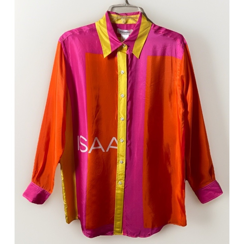 Isaac Mizrahi Target 20th Anniversary Color Block 100% Silk Shirt Top Size S NWT